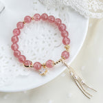 Goldenes Erdbeerquarz Armband für Damen – Quarz & Stern-Motive