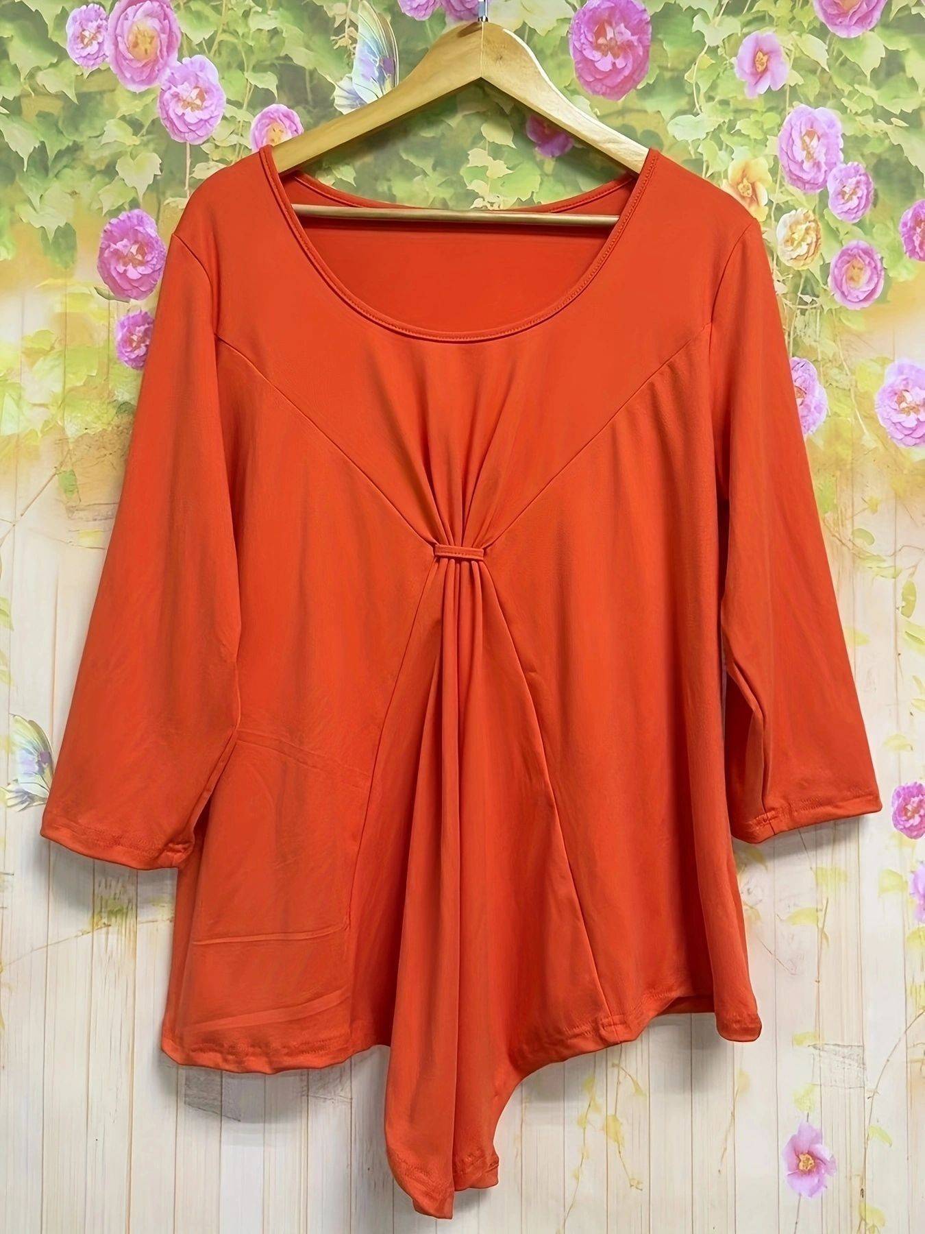 Chic Knot 3/4 Sleeve Top – Twist-Knoten für Damen