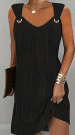 Chic Wave-Streifen Mini Kleid Ärmellos Stretch Wellen Damen black