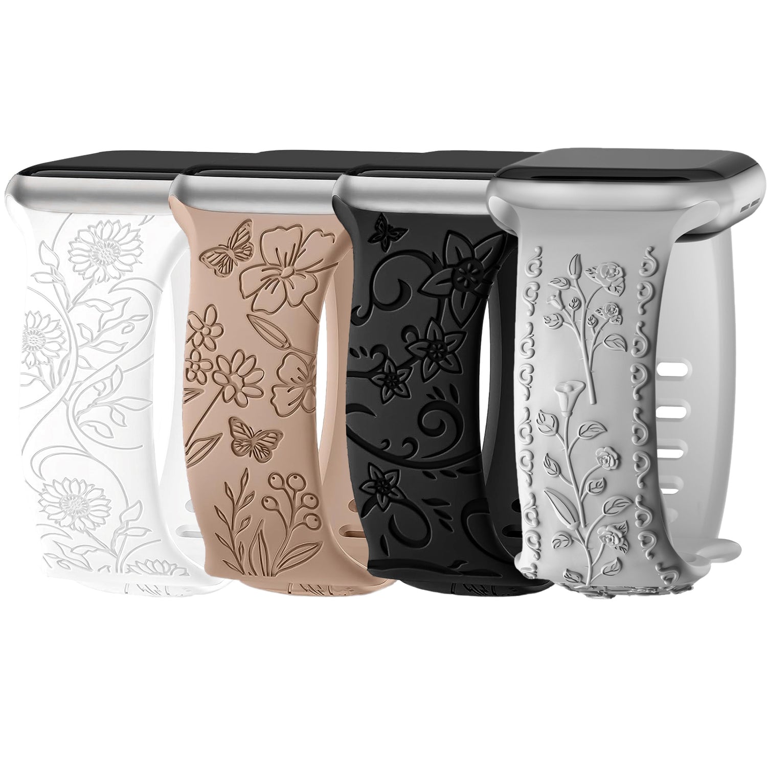 Apple Watch Silikon Armband 4er Pack Floral Damen iWatch Kompatibel