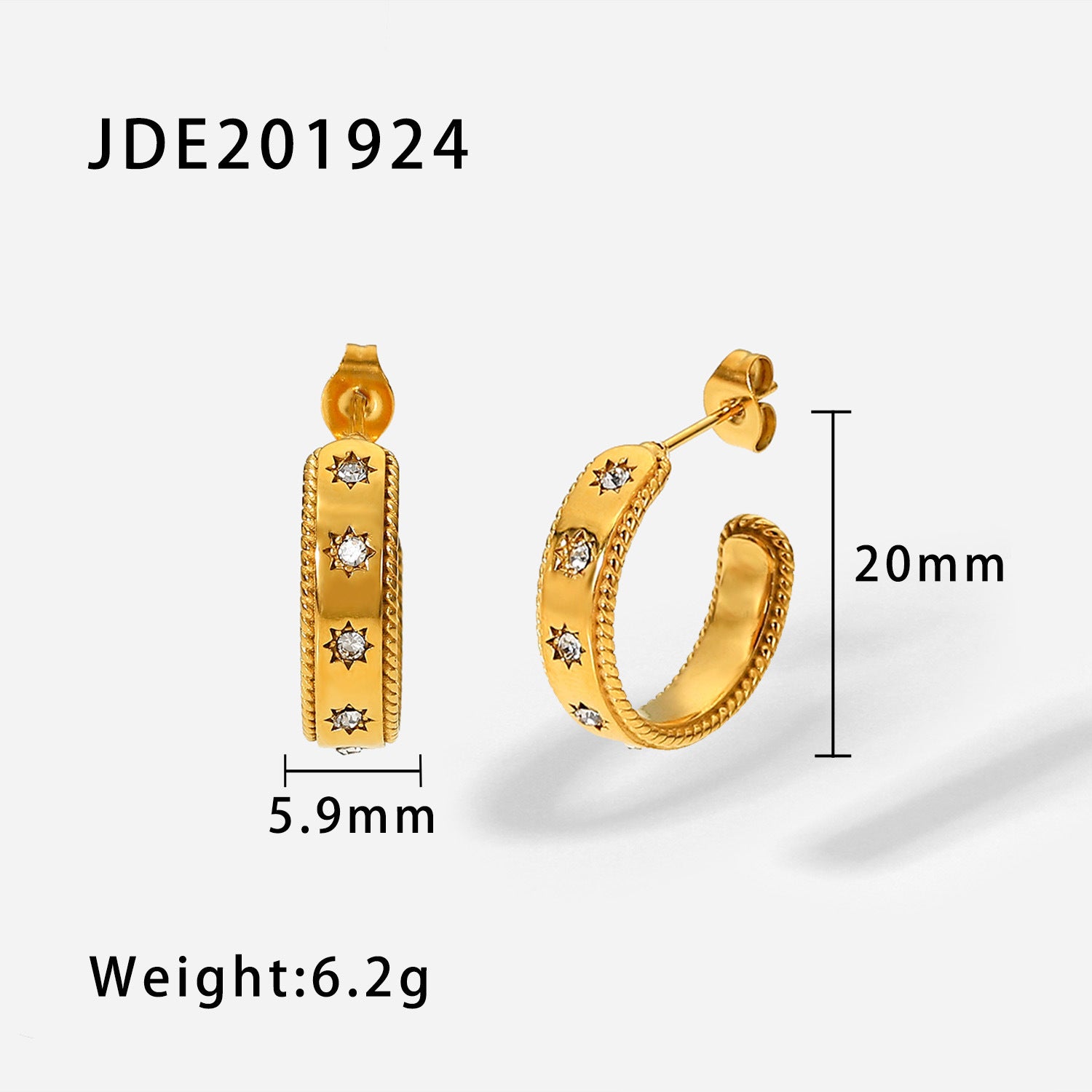 Goldene Stern-Zirkonia-Ohrringe