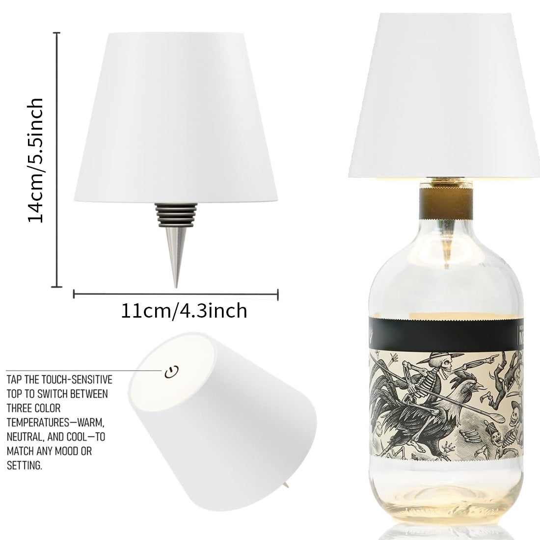 LED Flaschenleuchte aufladbar – Dimmbarer 2er Pack mit Touch