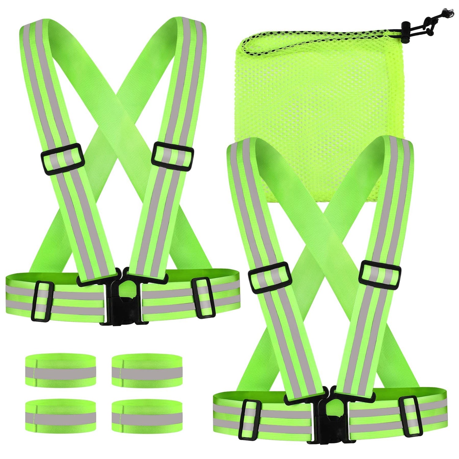 Sicherheits Set 2 Warnwesten 4 Armbinden Reflektor Beutel Nacht