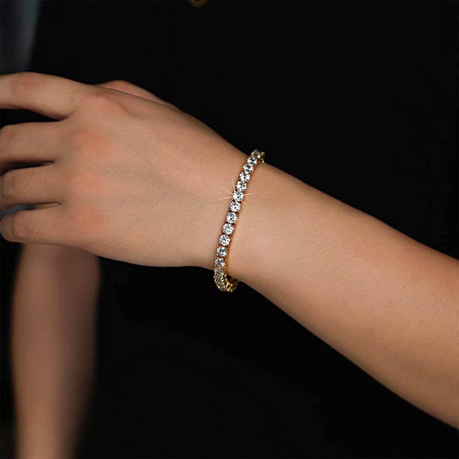 Unisex Edeles Zirkonia-Armband in Silber & Gold – Geometrisches Design