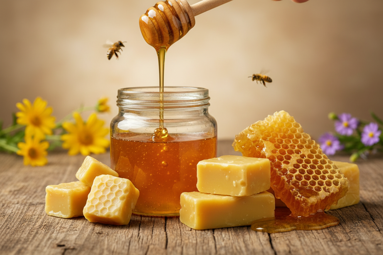 Bienenwachs und Honig schön in szene gesetzt