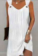 Chic Wave-Streifen Mini Kleid Ärmellos Stretch Wellen Damen white