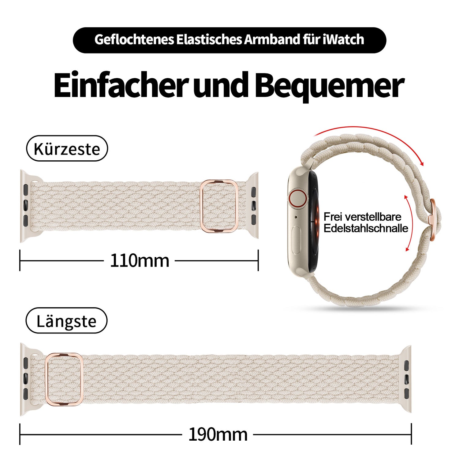 Apple Watch Stoff Armband 3er Pack – Nylon für (38-41 mm) Modelle (S)